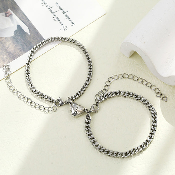 Wholesale Stainless Steel Chain Love Magnet Attract Couple Bracelet JDC-BT-ZiR016