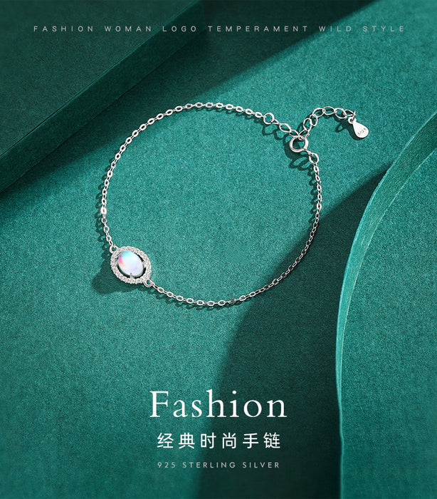 Wholesale sterling silver moonstone light luxury niche design bracelet JDC-BT-MoD005