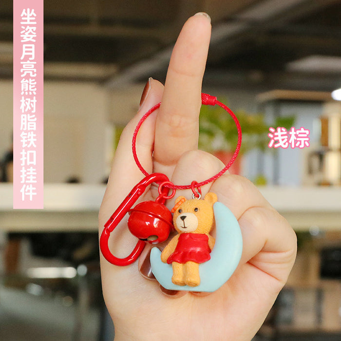 Wholesale Keychain Resin Cute Cartoon Moon Bear JDC-KC-XTang013