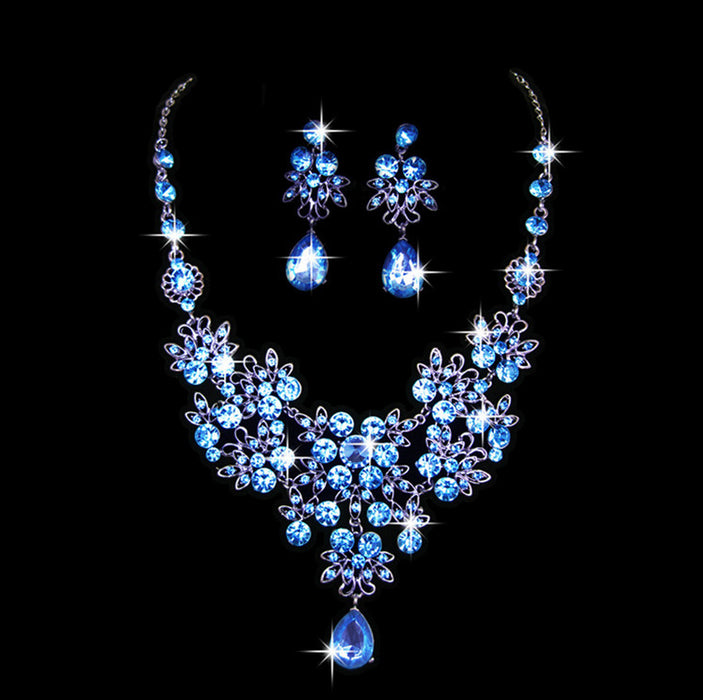 Wholesale Earrings Butterfly Drop Necklace Earrings Set Full of Diamond Geometric Crystal Flowers MOQ≥2 JDC-ES-haob021