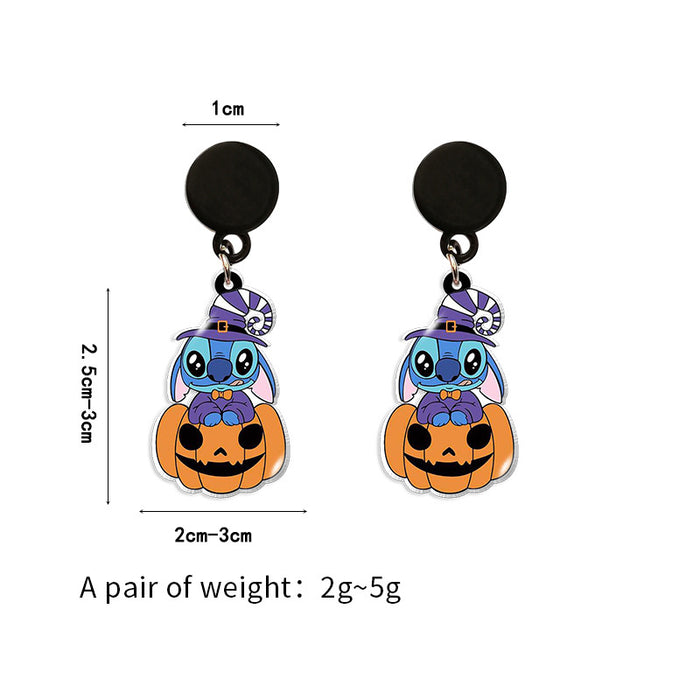 Wholesale Earrings Resin Halloween Fright Print Earrings (M) MOQ≥5 JDC-ES-XiangL028