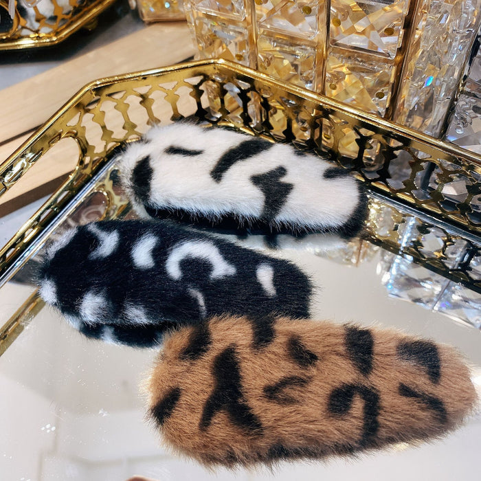 Wholesale hairy head buckle leopard print temperament all-match fashion simple hairpin JDC-HC-NImeng001