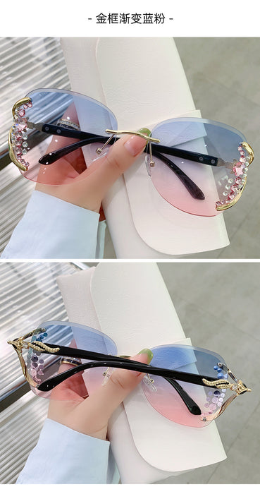 Gafas de sol de diamante de bordes de corte sin borde al por mayor gafas de sol JDC-SG-Zhanh005
