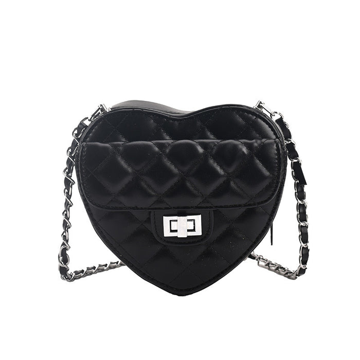 Wholesale spring patent leather heart-shaped diamond one-shoulder diagonal bag JDC-SD-Zhibei003