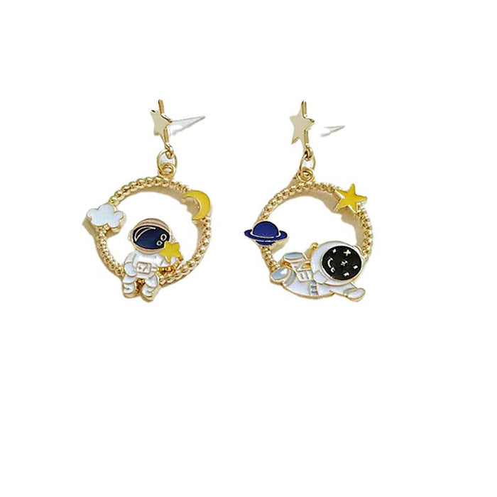 Wholesale Earrings Alloy Enamel Cute Astronaut Star Moon JDC-ES-AiMei017