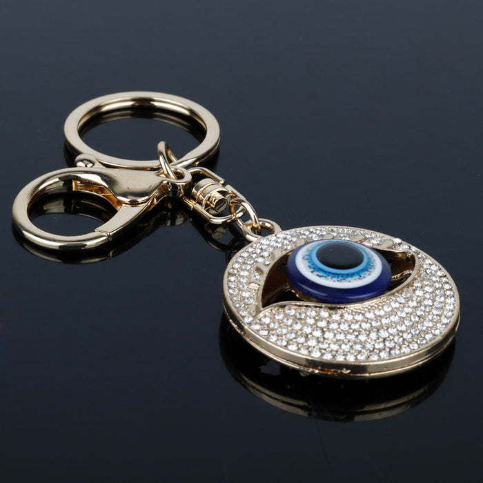 Wholesale Keychains For Backpacks Devil's Eye Round Big Eye Alloy Diamond Keychain JDC-KC-AWen016