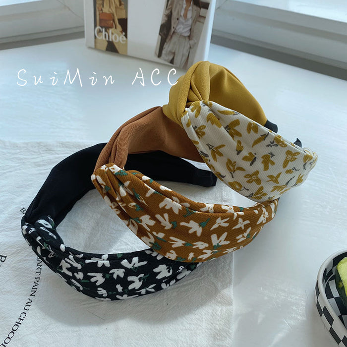 Wholesale Headbands Cloth Leaves Color Matching Cross Floral JDC-HD-Suim005