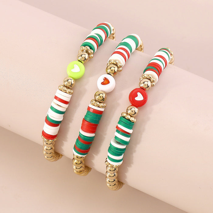 Wholesale Bracelet Alloy Clay Resin Heart Bracelet Christmas JDC-BT-QianDi004