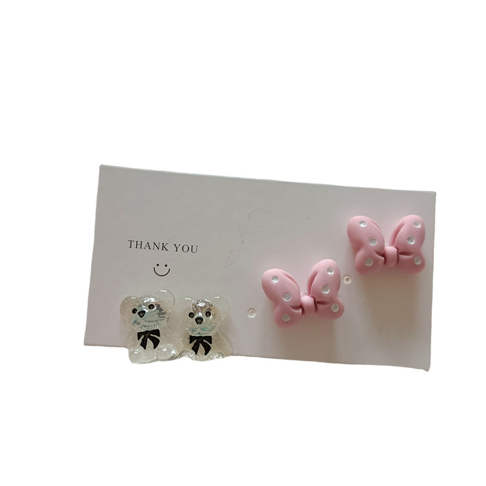 Wholesale Plastic Cartoon Bow Bear Earrings JDC-ES-MISUI009