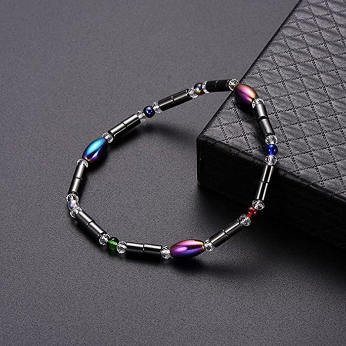 Wholesale Anklet Black Gallstone Colorful Oval Hand Beaded MOQ≥2 JDC-AS-DNS001