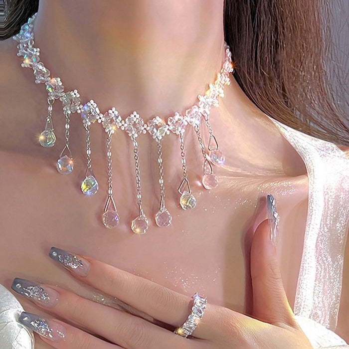 Diseño al por mayor Collar de borla de cristal Fashion JDC-Ne-By076
