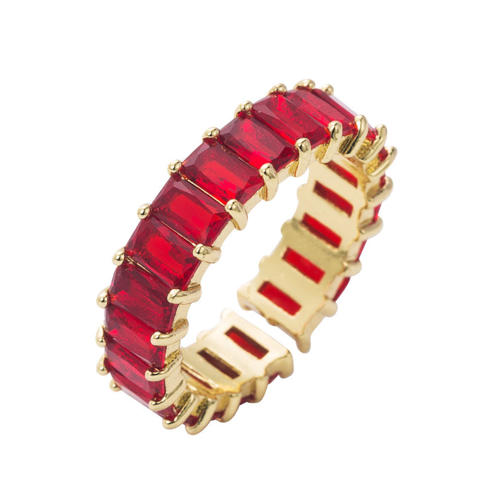 Wholesale Inlaid Zircon Ring Hand Jewelry Colorful Zircon Geometric Ring JDC-RS-Heim001