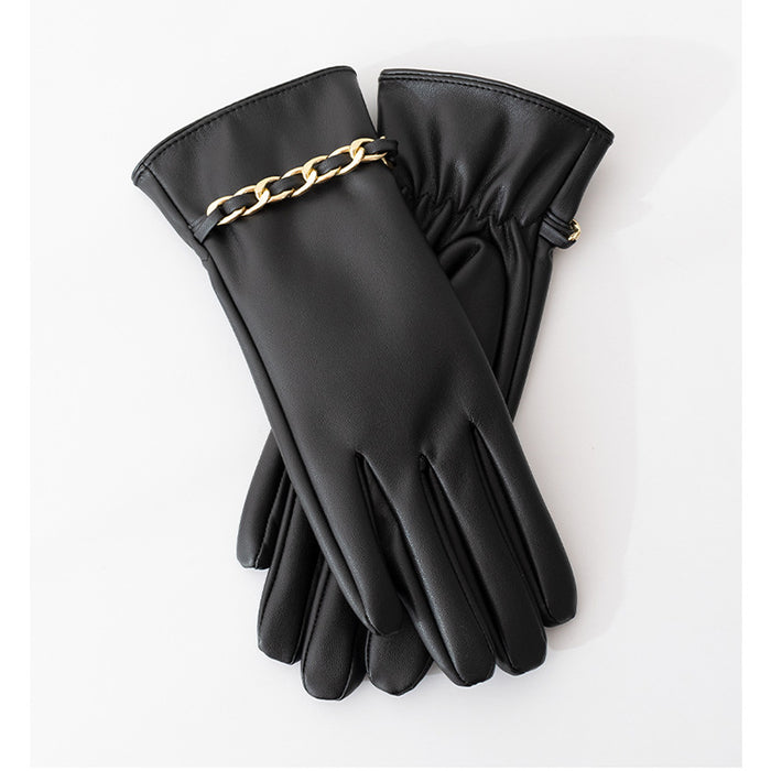 Wholesale Gloves PU Chain Plus Velvet Warm Outdoors JDC-GS-BX021