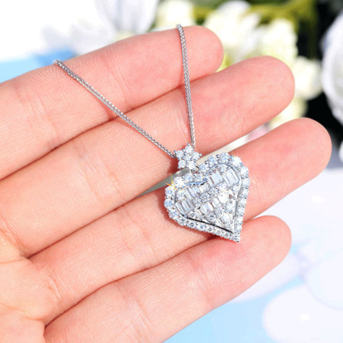 Wholesale Heart Shaped Diamond Pendant Jewelry Set JDC-ES-JYS014