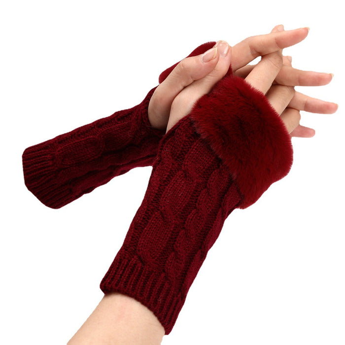 Wholesale Gloves Acrylic Flip Fleece Short Half Knitted MOQ≥2 JDC-GS-HonH007