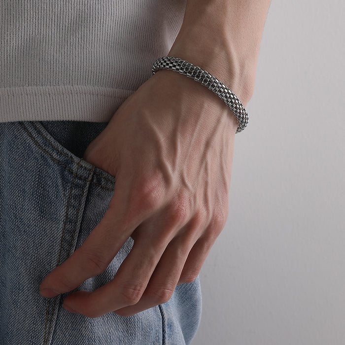 Pulsera de cadena simple de cadena de malla simple para hombres de moda de moda