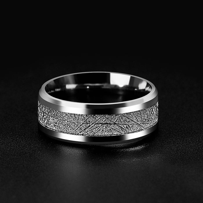 Wholesale trend titanium steel ring men's rime pattern epoxy stainless steel ring JDC-RS-XinG003