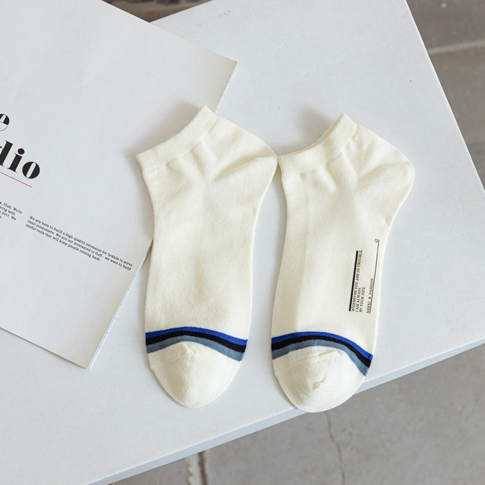 Wholesale simple socks toe pinstripe comfortable breathable men's boat cotton socks JDC-SK-JXin010