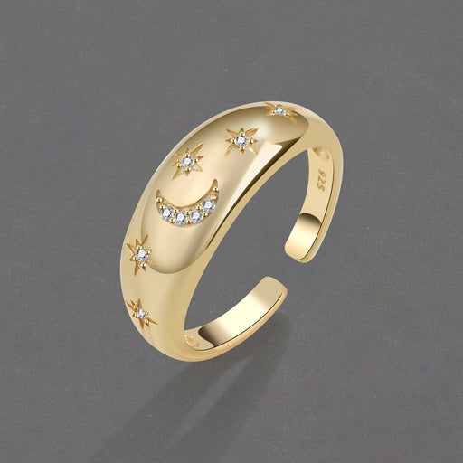 Jewelry WholesaleWholesale Zircon Star Moon Copper Adjustable Ring JDC-RS-YZM105 Rings 伊之美 %variant_option1% %variant_option2% %variant_option3%  Factory Price JoyasDeChina Joyas De China
