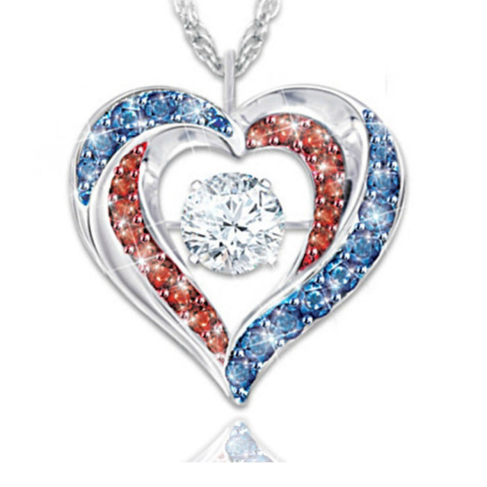 En gros 4 juillet Jour de l'indépendance Collier en alliage de diamant en forme de cœur JDC-NE-HUAIL001