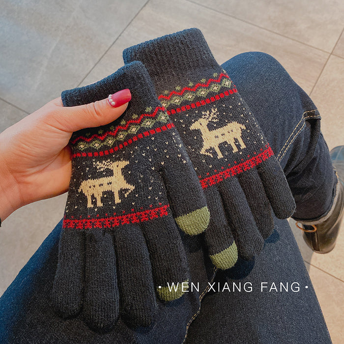Wholesale Gloves Knitted Christmas Elk Warm Full Finger JDC-GS-YuNuo008