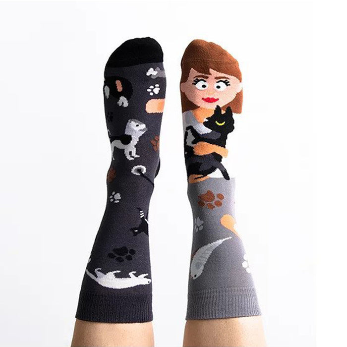 Calcetines al por mayor algodón divertido dibujos animados calcetines asimétricos jdc-sk-qang014