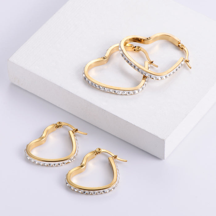 Wholesale Earrings Stainless Steel Diamonds Love MOQ≥3 JDC-ES-PREMAIMI004