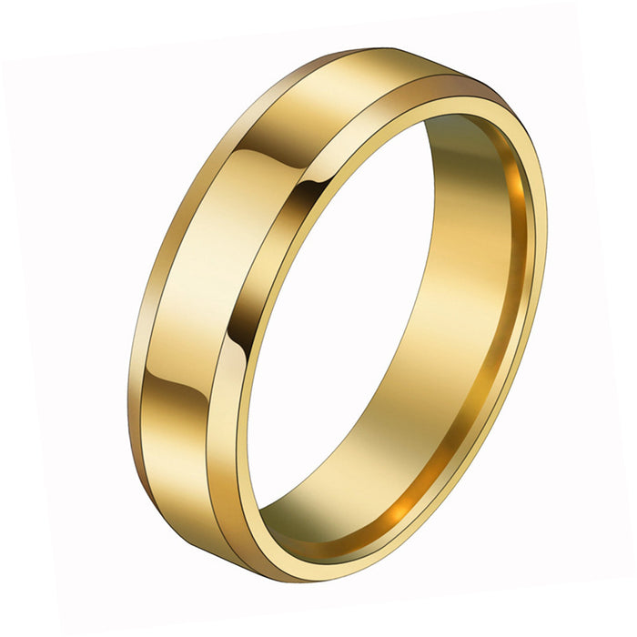 Wholesale Glossy Stainless Steel Ring Tricolor Double Beveled Edge Titanium Steel JDC-RS-XinG001