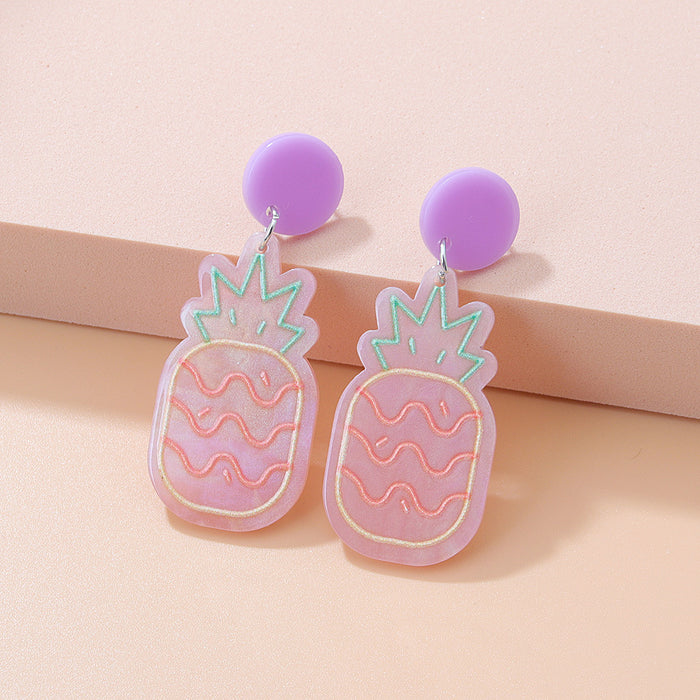 Wholesale Earrings Acrylic Jelly Color Cactus Pineapple Stud Earrings MOQ≥2 JDC-ES-MTu001