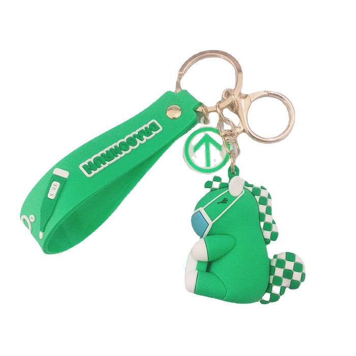 Wholesale Keychain PVC Creative Cute Green Horse MOQ≥2 JDC-KC-GHui023