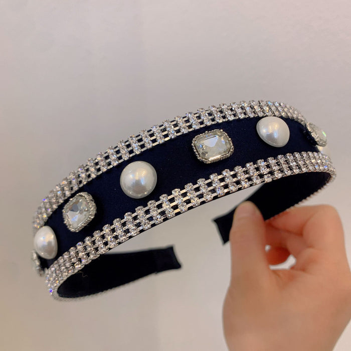 Wholesale headband high-quality diamond super flash hairpin all-match pearl wide edge (F) JDC-HD-NImeng003