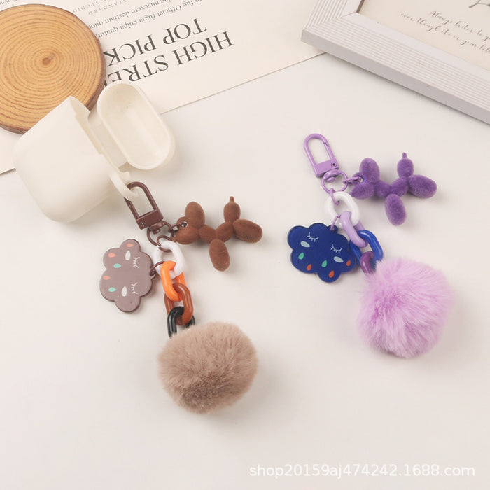 Wholesale Keychains Plastic Cute Hairball Puppy MOQ≥2 JDC-KC-YiHan038