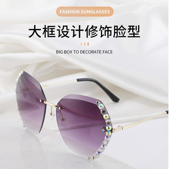Wholesale Vintage Frameless Cut Edge Diamond Fashion Sunglasse JDC-SG-BoL009