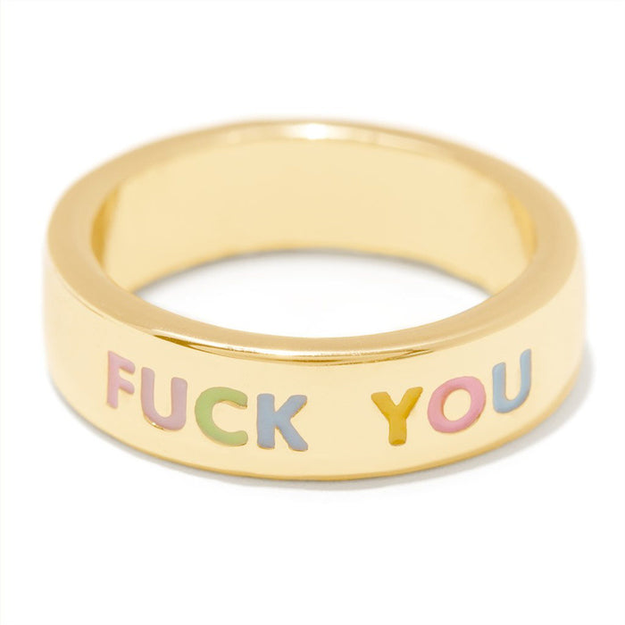 Wholesale FUCK YOU 14K Gold Plated Brass Ring JDC-RS-XuanC002
