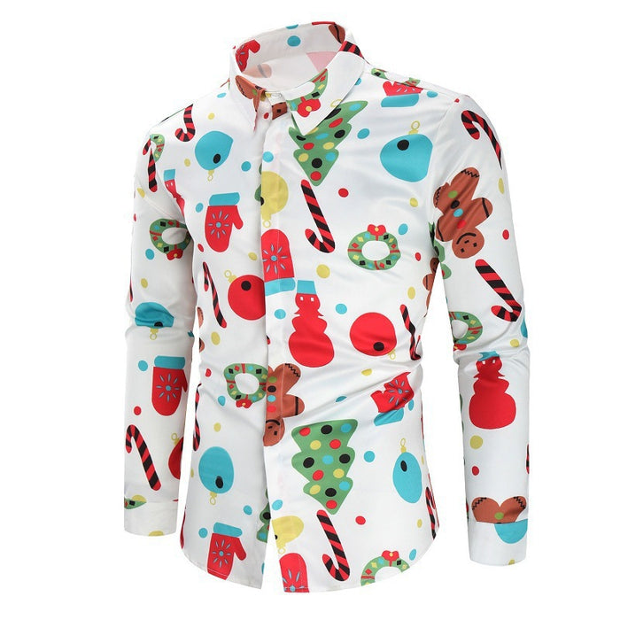 Wholesale Clothes Men Shirts Snowman Christmas 3D Digital Printing Long Sleeves JDC-CTS-ShiGe001