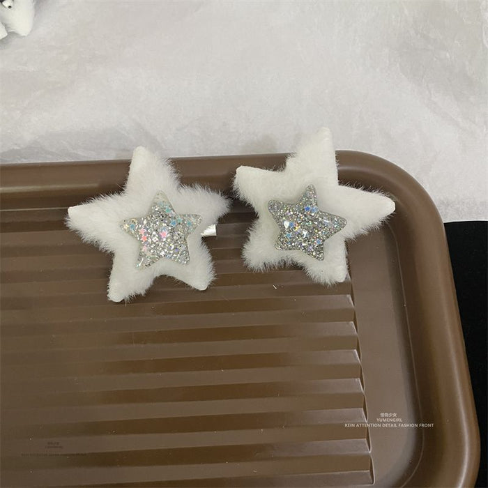 Wholesale Hair Clips Plush Acrylic Cute Stars Y2K MOQ≥2 JDC-HC-NiQ001