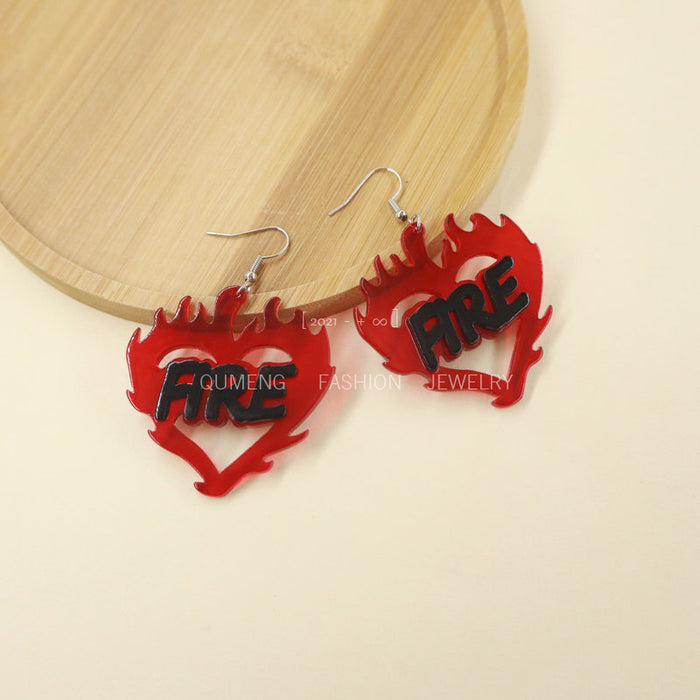 Pendientes al por mayor Hearts Acrylic Vintage Flame Hearts Moq≥2 JDC-ES-Moshu046