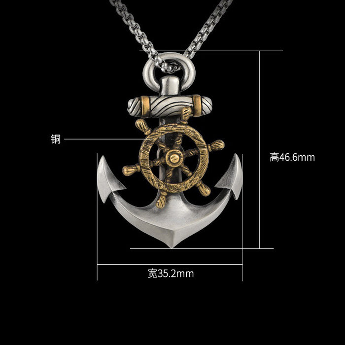 Wholesale retro anchor necklace men's trendy personality hip-hop all-match rotatable JDC-NE-HuaYuL005