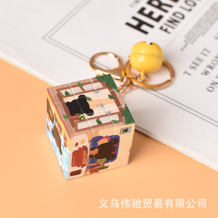 Wholesale Keychains For Backpacks Rubik's Cube Keychain Pendant Cartoon Car Key Ornament MOQ≥2 JDC-KC-WChi002