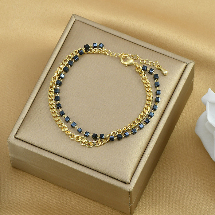 Wholesale Bracelet Copper Double Layer Crystal Bracelet MOQ≥2 JDC-BT-YouH024