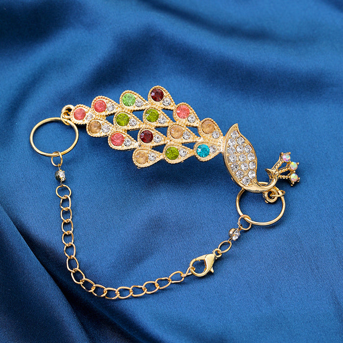 Wholesale Bracelet Alloy Colorful Peacock Shiny Rhinestone MOQ≥2 JDC-BT-CongX001