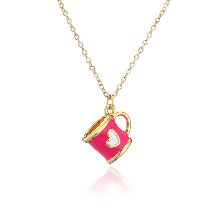 Jewelry WholesaleWholesale Cup Shape Heart Pattern Pendant Copper Gold Plated Necklace JDC-NE-AG148 Necklaces 澳古 %variant_option1% %variant_option2% %variant_option3%  Factory Price JoyasDeChina Joyas De China