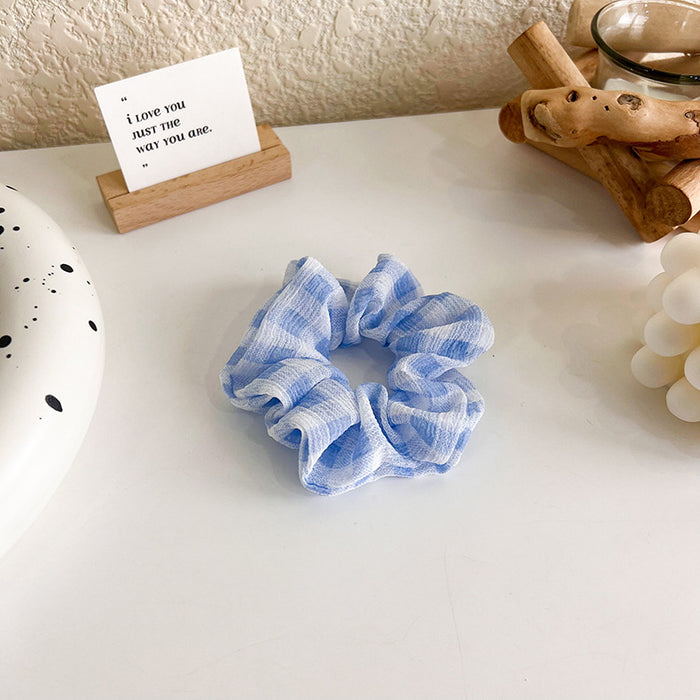 Wholesale refreshing blue and white polka dot flower hair ring JDC-HS-MS017