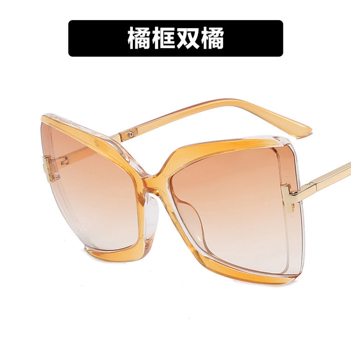 Gafas de sol en forma de T de marco grande al por mayor damas Cat Eye Butterfly JDC-SG-PLS075
