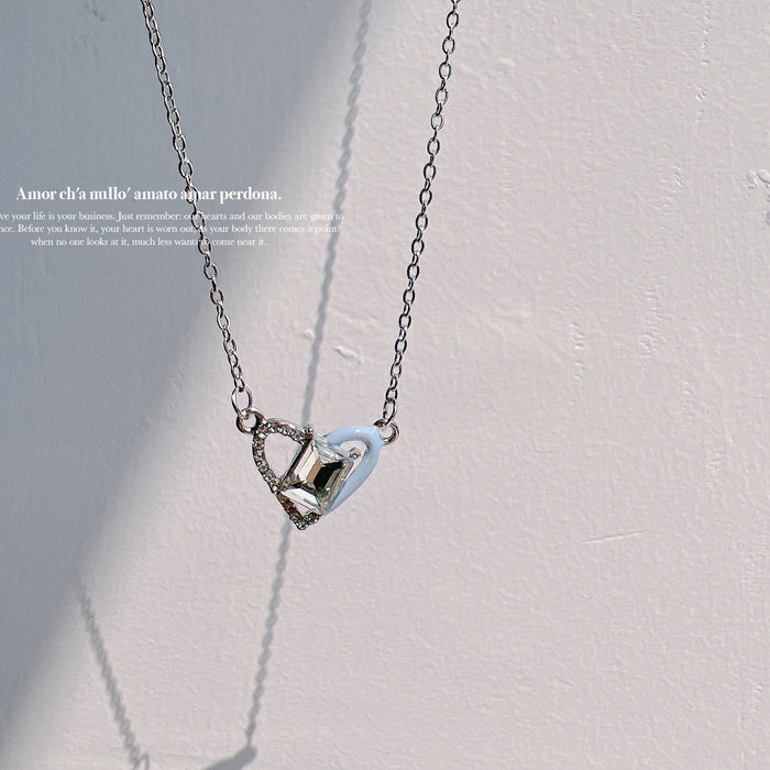 Collar de pendientes de pendientes de aguja de plata en forma de corazón al por mayor JDC-ES-Qiant003
