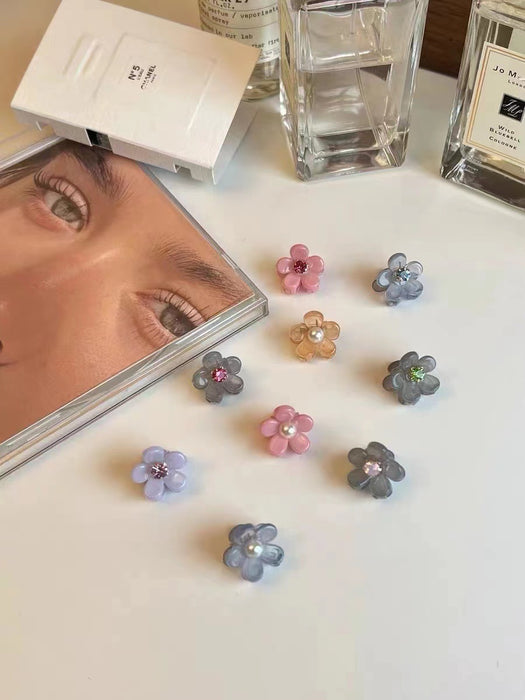 Clips de cabello al por mayor Chica acrílica Jelly Flower Color Diamond Pearl Mini Moq≥2 JDC-HC-QZ005
