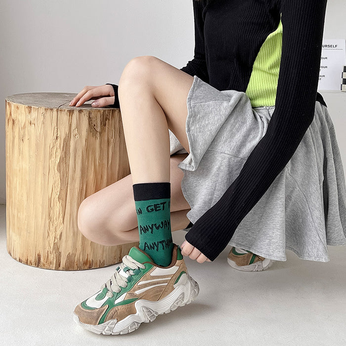 Calcetines a cuadros verdes al por mayor calcetines de tablero de ajuste de primavera y verano JDC-SK-CGC004