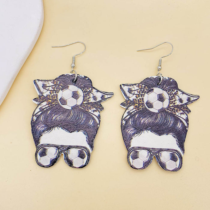 Wholesale Earrings Leather Cartoon Soccer Basketball Sports Girl Earrings JDC-ES-Chengy024