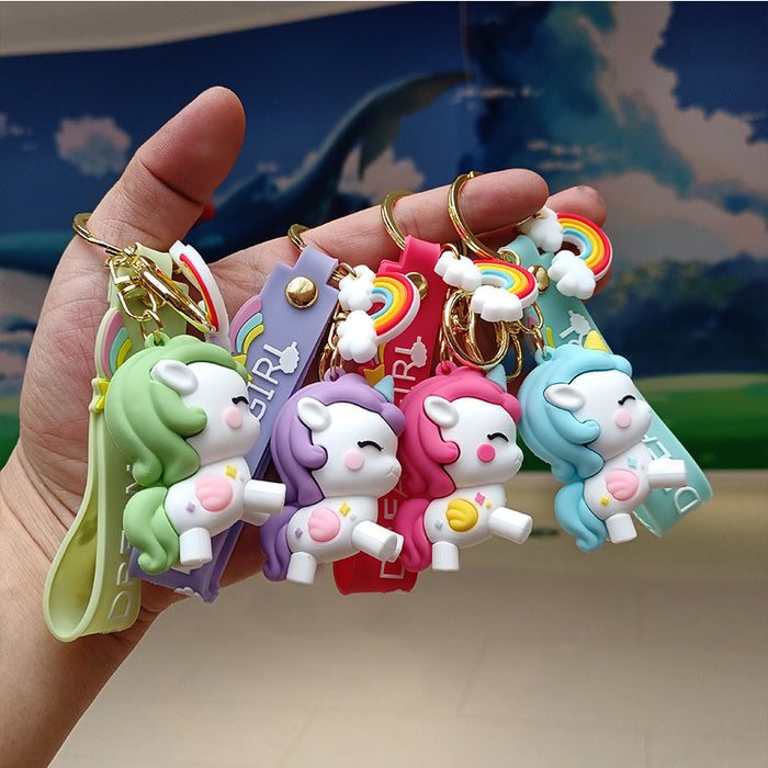 Wholesale Keychain Silicone Cute Unicorn Doll Pendant MOQ≥2 JDC-KC-YChaang009