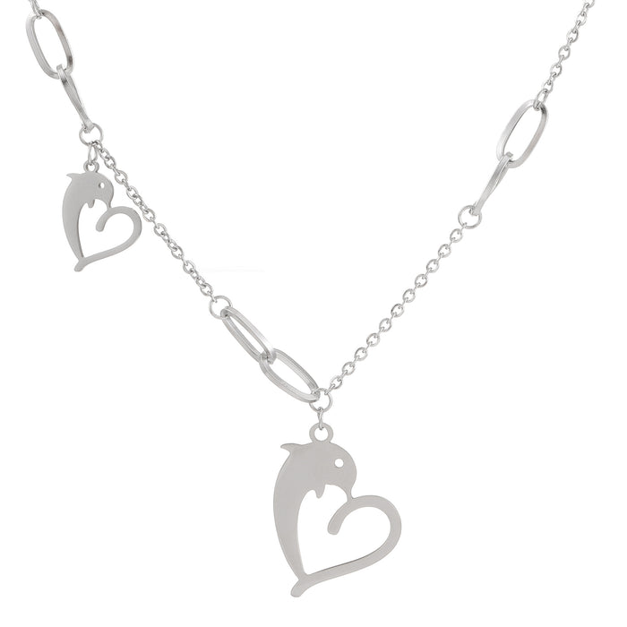 Wholesale Stainless Steel Dolphin Heart Star Cross Necklace JDC-NE-D067